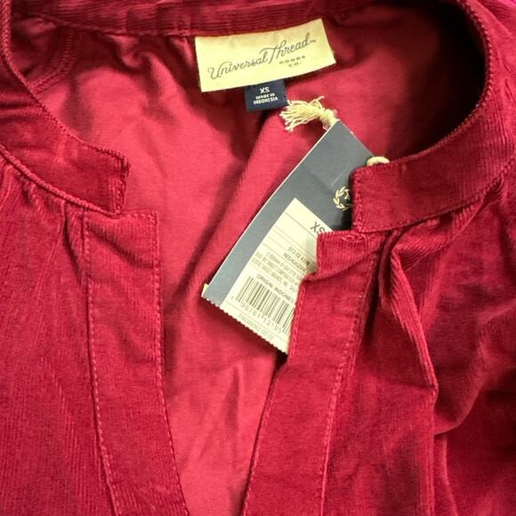 New Women's Burgundy Red V-neck Ribbed Blouse size‎ XS - Picture 5 of 5